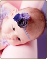 Felt Flowers Shades of Purple on Skinny Elastic