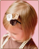 Felt Flowers Brown/Camel/White on Skinny Elastic