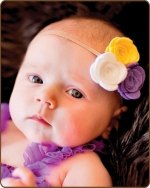 Felt Flowers Purple/Yellow/White on Skinny Elastic