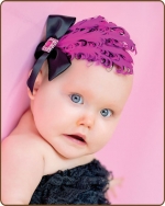Fuchsia/Black Feather Headband