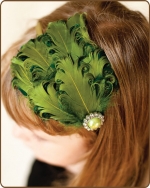 Green/Dark Green Feather Headband