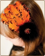 Orange/Black Feather Headband