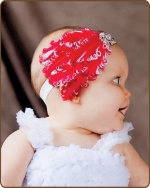 Red/White Feather Headband