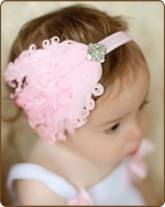 Pink Feather Headband