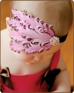 Bubblegum/Brown Feather Headband