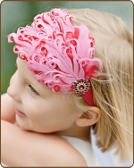 Pink/Red  Feather Headband