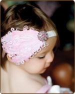 Pink/White Feather Headband