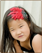Red/Black Dots Feather Headband