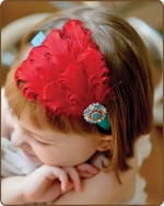 Red/Turquoise Feather Headband