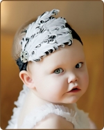 White/Black Lace Feather Headband