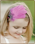 Fuchsia/Black Dot Feather Headband