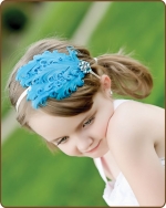 Turquoise Feather Cream Headband