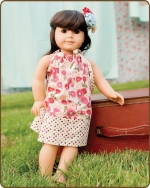 18 inch Doll Pillowcase Dress - Red/Blue Flowers