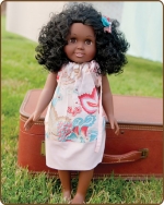 18 inch Doll Pillowcase Dress - Turquoise/Red Pattern